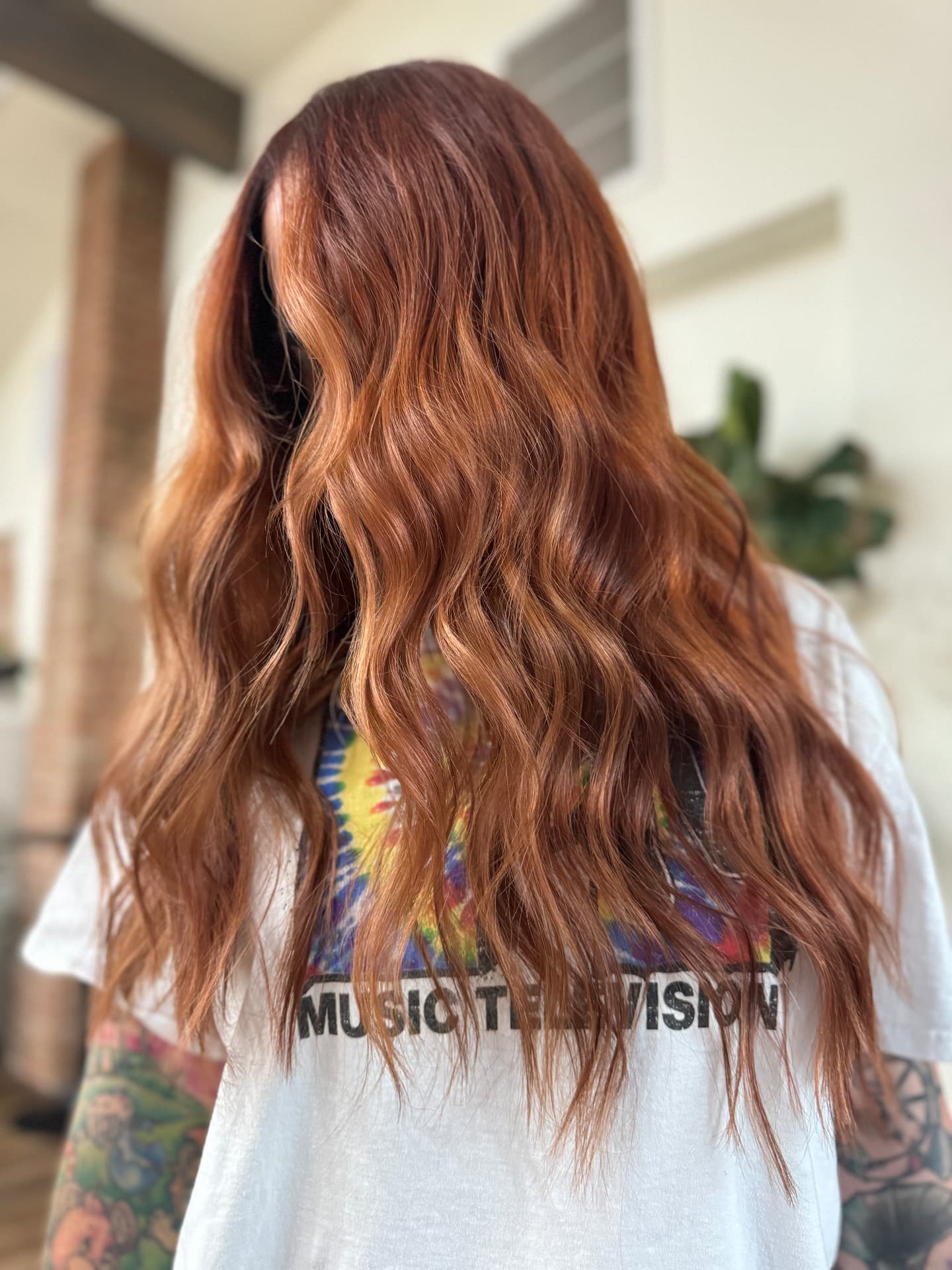 Glossy copper waves styled at Casa