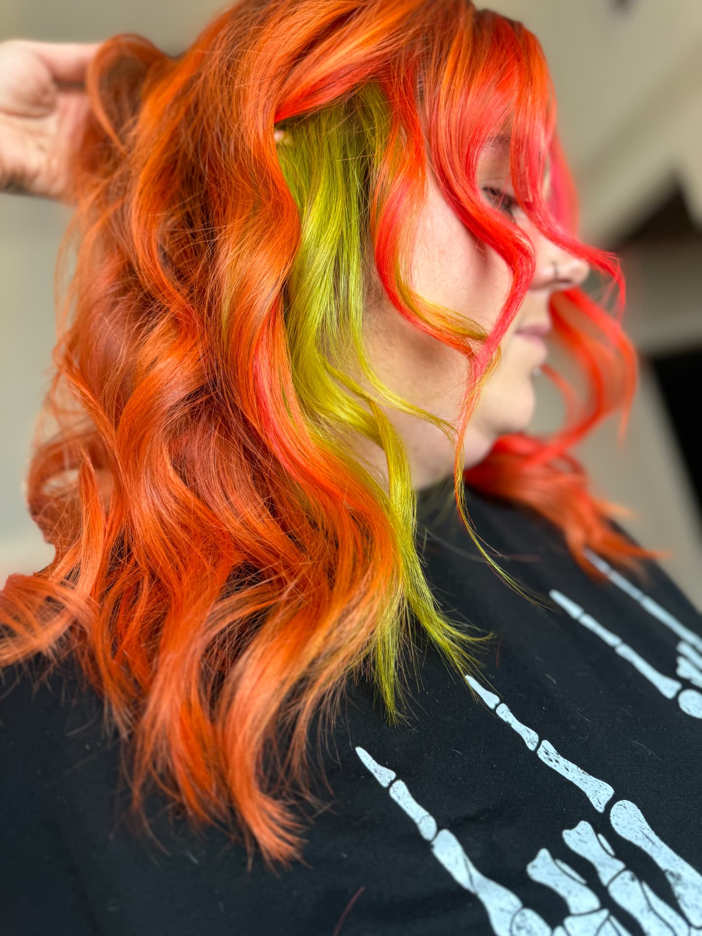 Vivid orange and chartreuse color work at Casa